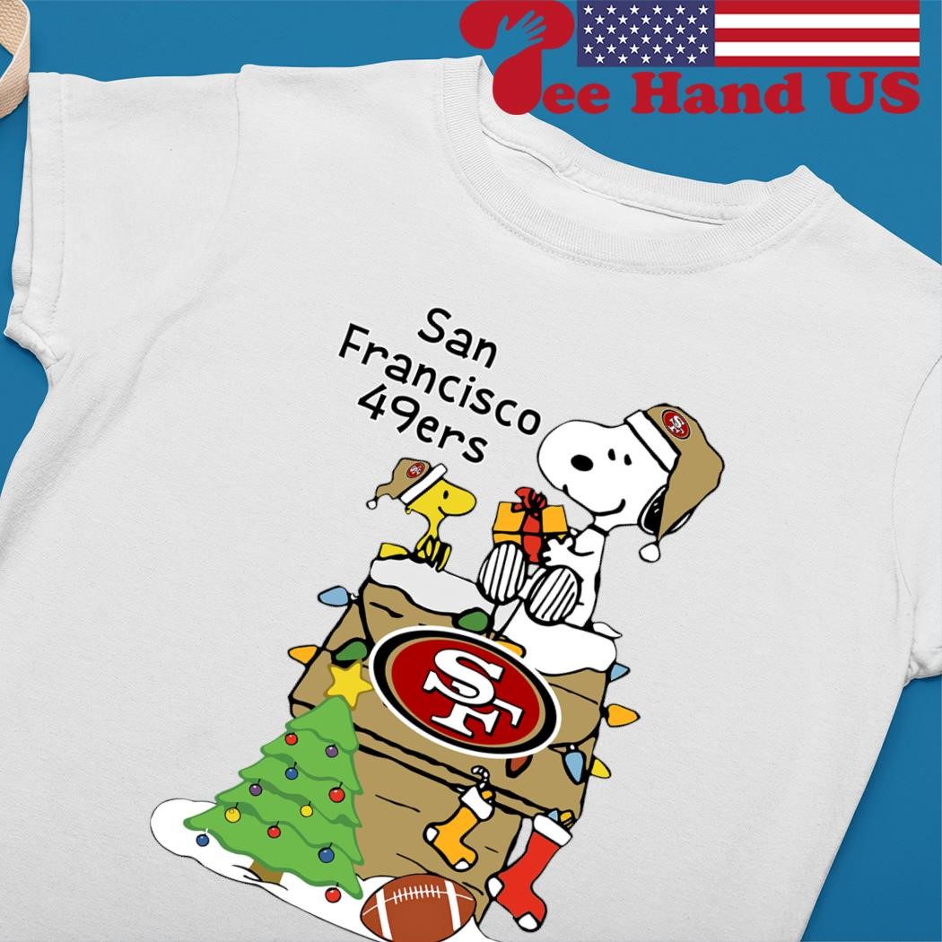 San Francisco 49ers Santa Snoopy Brings Christmas To Town T-Shirt -  T-shirts Low Price