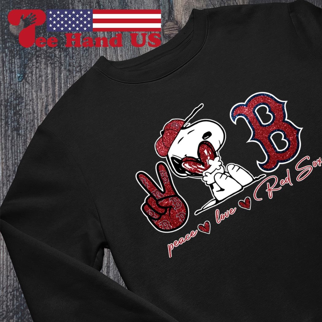 Snoopy Boston Red Sox Peace Love Red Sox Shirt