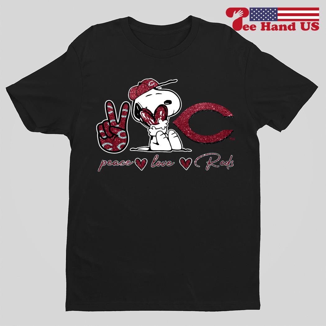 Snoopy peace love Cincinnati Reds shirt, hoodie, sweater and v-neck t-shirt