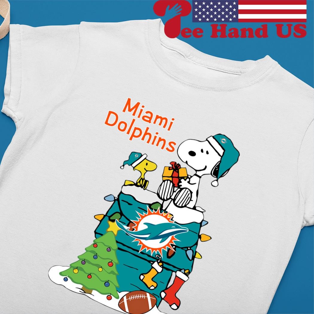 Miami Dolphins Santa Snoopy Wish You A Merry Christmas Shirt