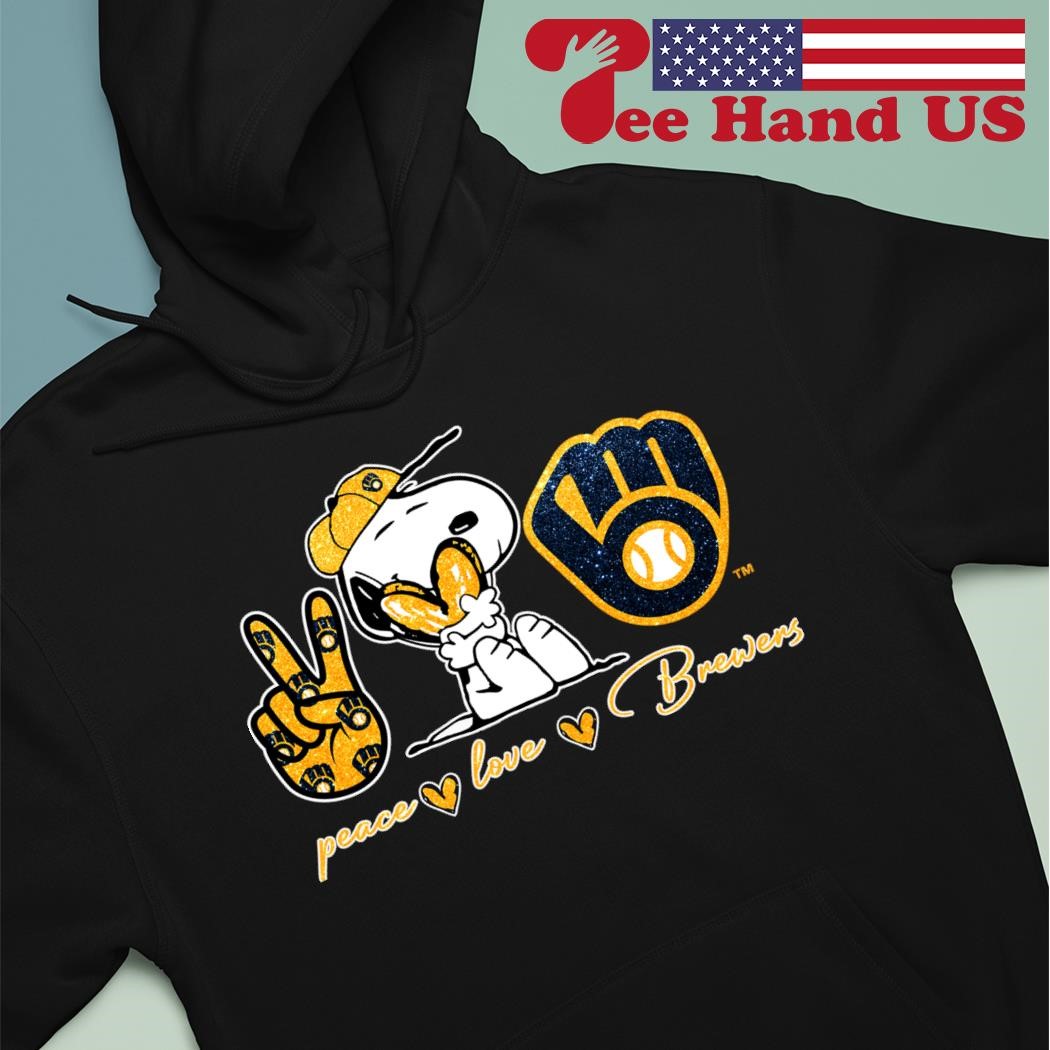Snoopy Peace Love Milwaukee Brewers Shirt, hoodie, sweater, long