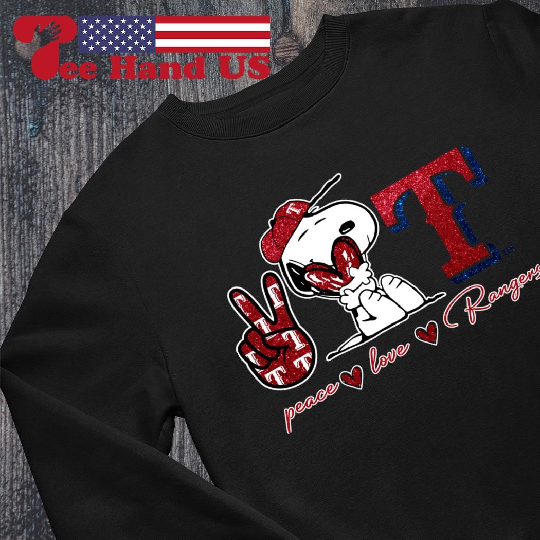 Snoopy Texas Rangers Peace Love Rangers Shirt