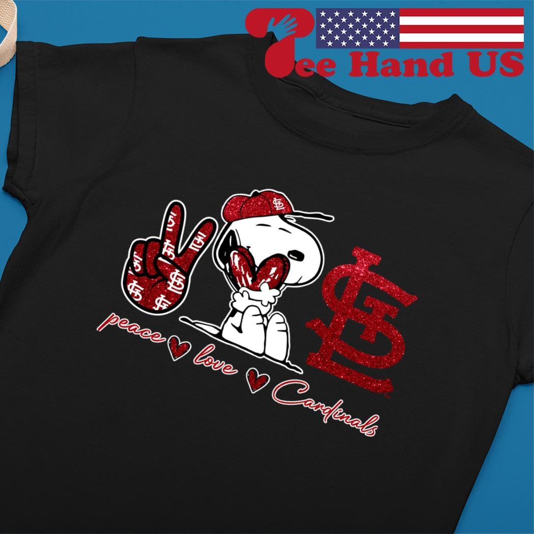 Snoopy Peace Love St Louis Cardinals Shirt - Shibtee Clothing