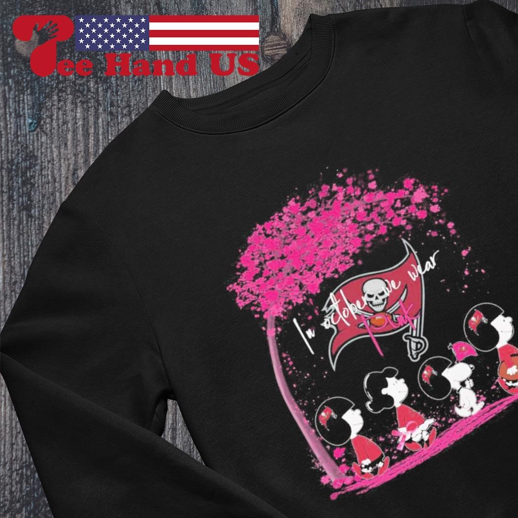 Tampa Bay Buccaneers Peanuts characters in October we wear pink shirt,  hoodie, sweater, long sleeve and tank top