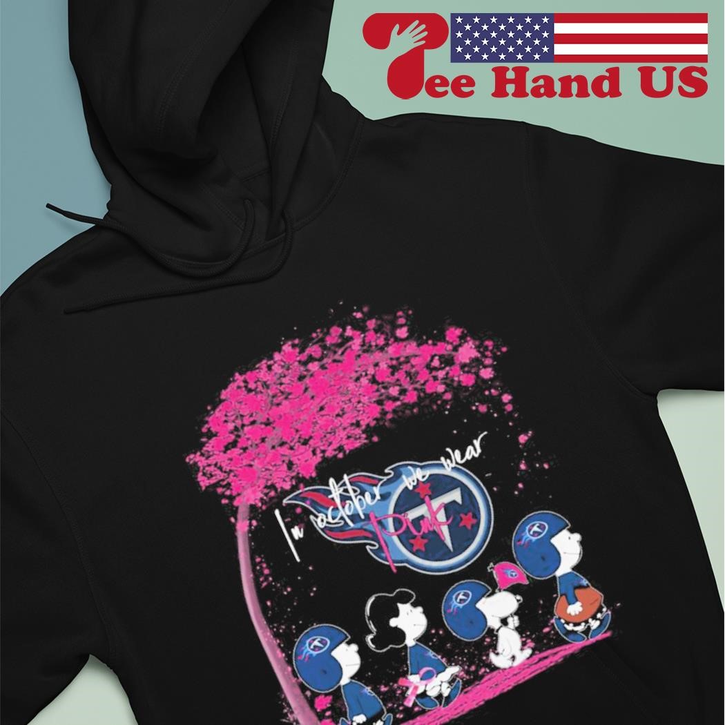 Peanuts Characters Tennessee Titans In October We Wear Pink Shirt