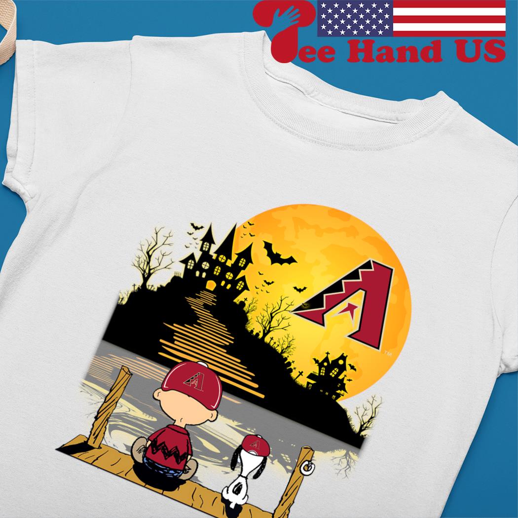 Peanut Snoopy And Charlie Brown Arizona Diamondbacks Sitting Under Moon  Halloween 2023 Shirt