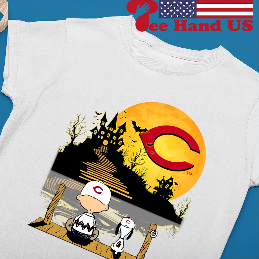 Cincinnati Reds Peanuts Snoopy and Charlie Browns Watching Halloween Shirt,  hoodie, sweater, long sleeve and tank top