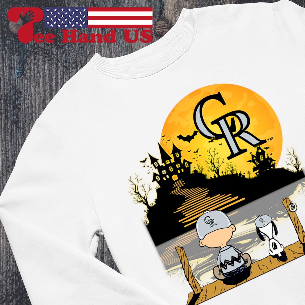 Colorado Rockies Snoopy and Charlie Brown Sit Under Moon Peanuts Halloween  shirt, hoodie, sweater, long sleeve and tank top