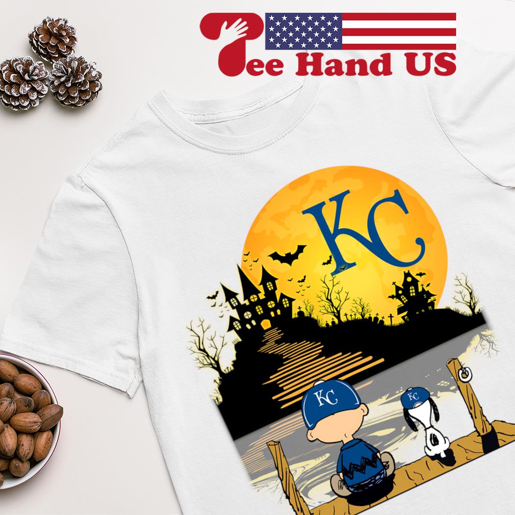 Peanuts Snoopy Charlie Brown Kansas City Royals Sitting Under Moon