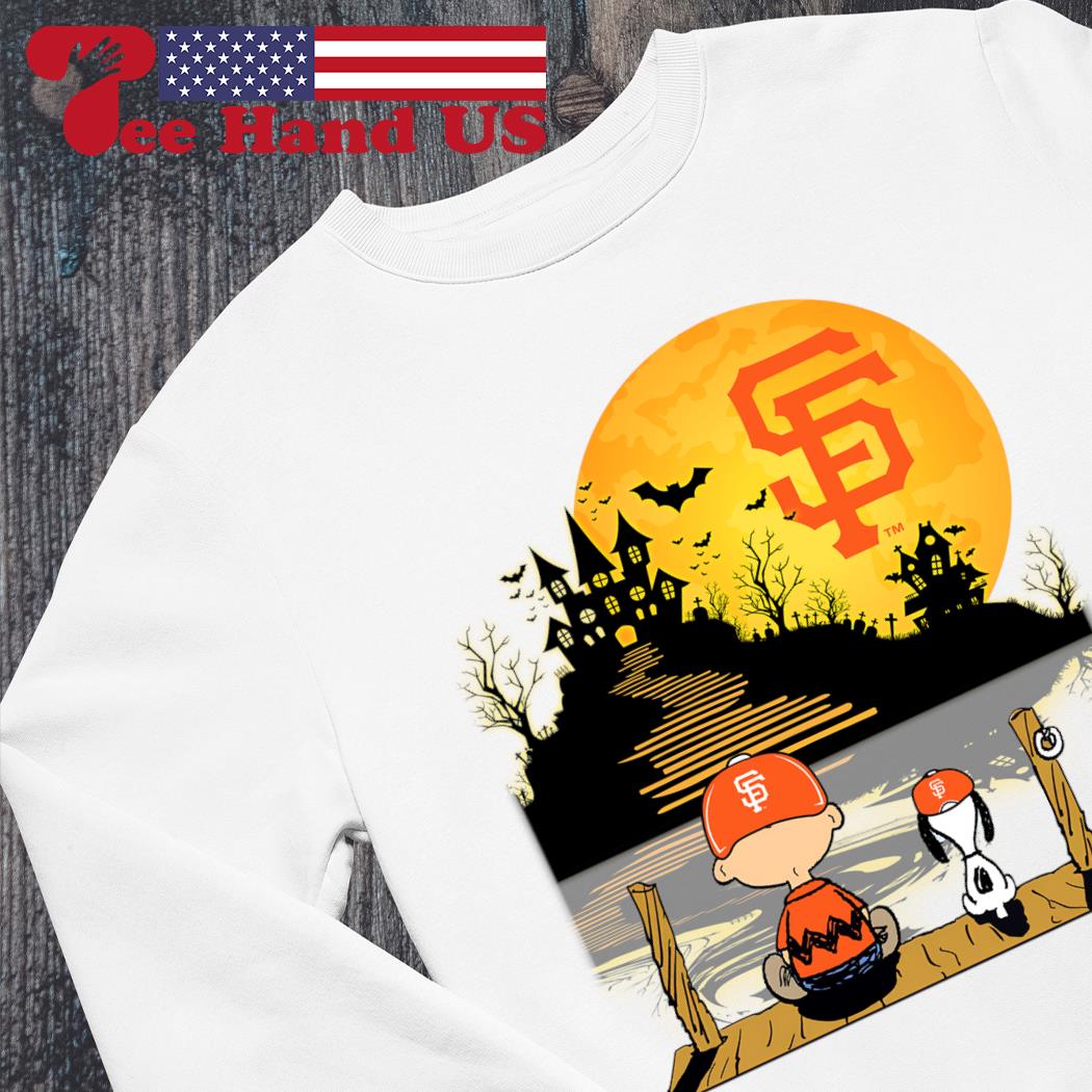 San Francisco Giants Snoopy and Charlie Brown Sit Under Moon Peanuts  Halloween shirt, hoodie, sweater, long sleeve and tank top