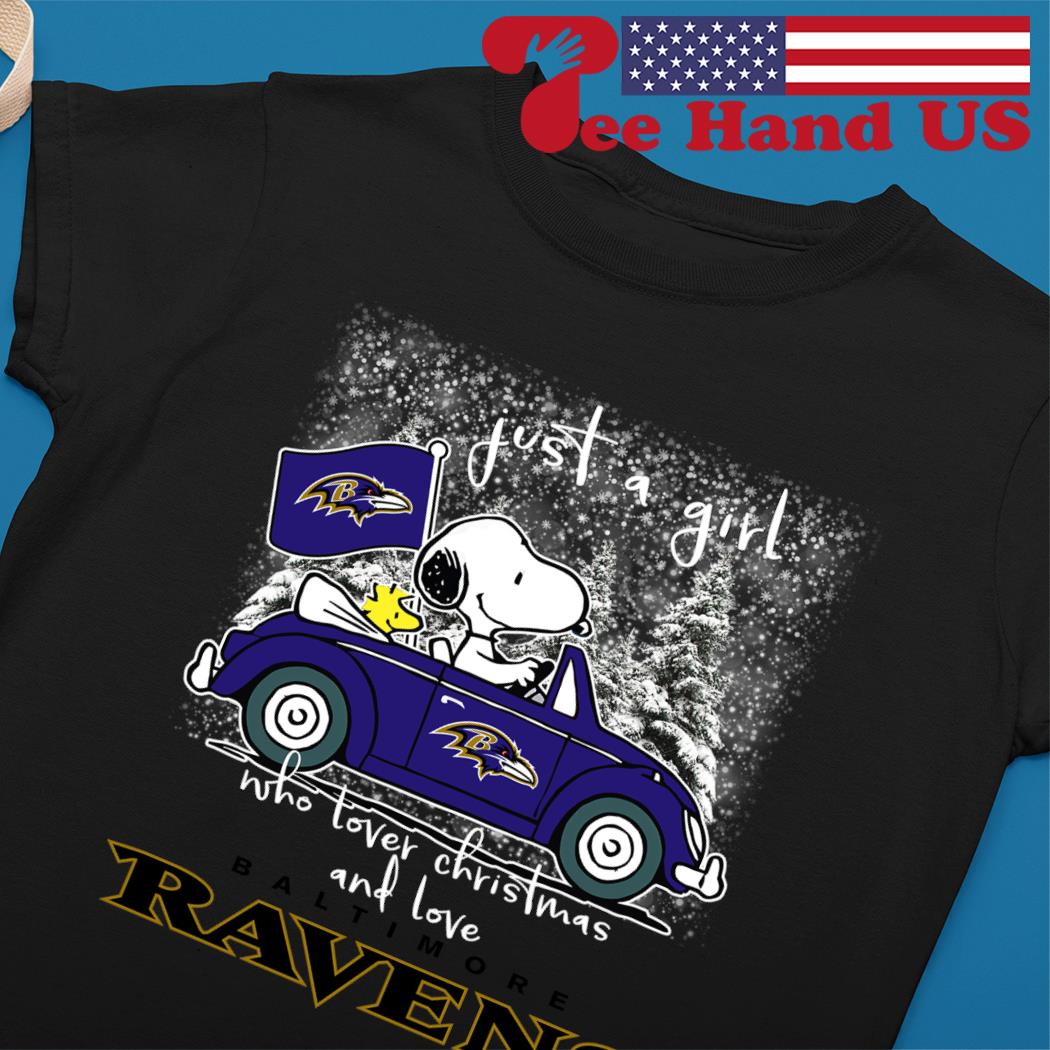 Baltimore Ravens Snoopy and Charlie Brown with Woodstock cartoon T