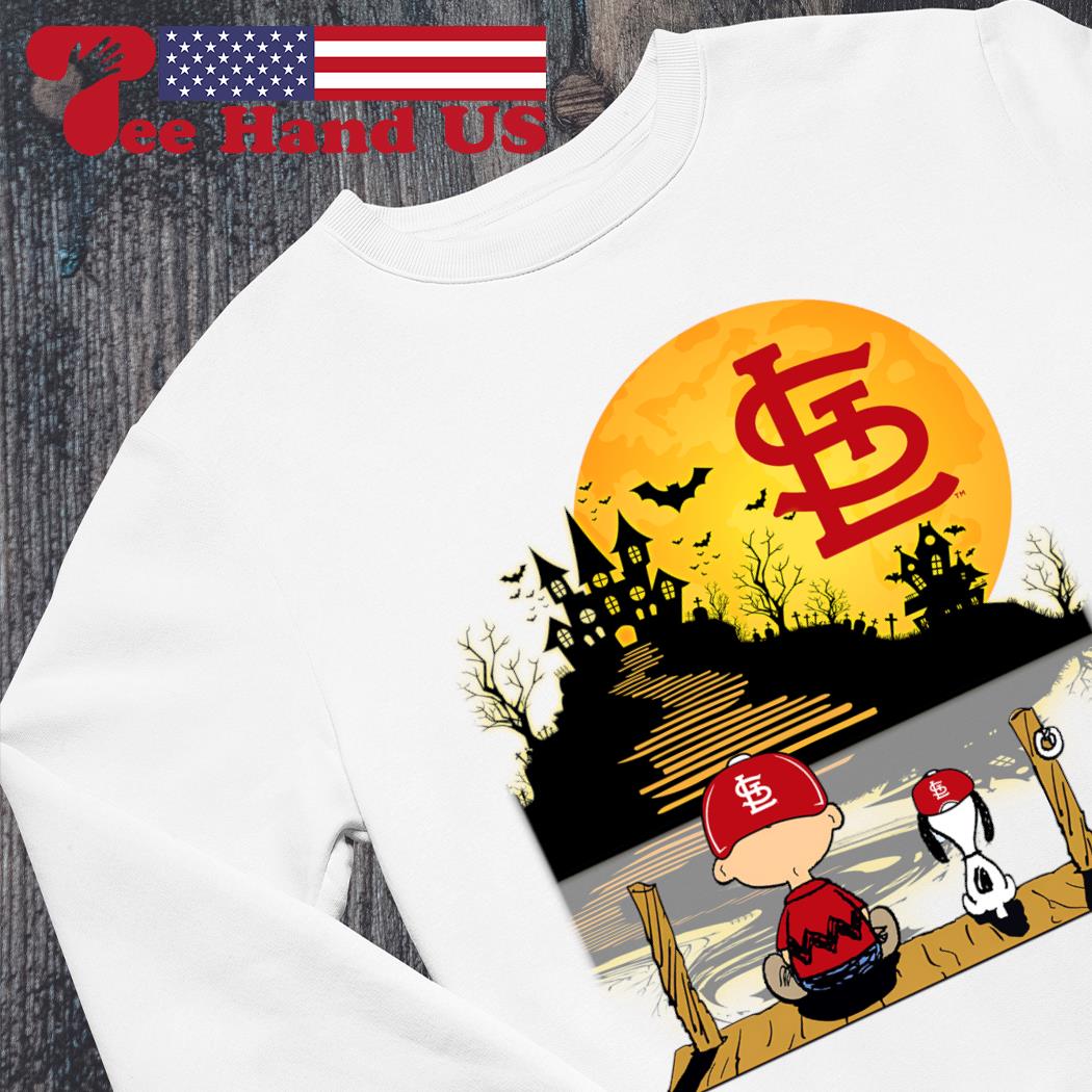 St. Louis Cardinals Snoopy and Charlie Brown Sit Under Moon Peanuts  Halloween shirt, hoodie, sweater, long sleeve and tank top