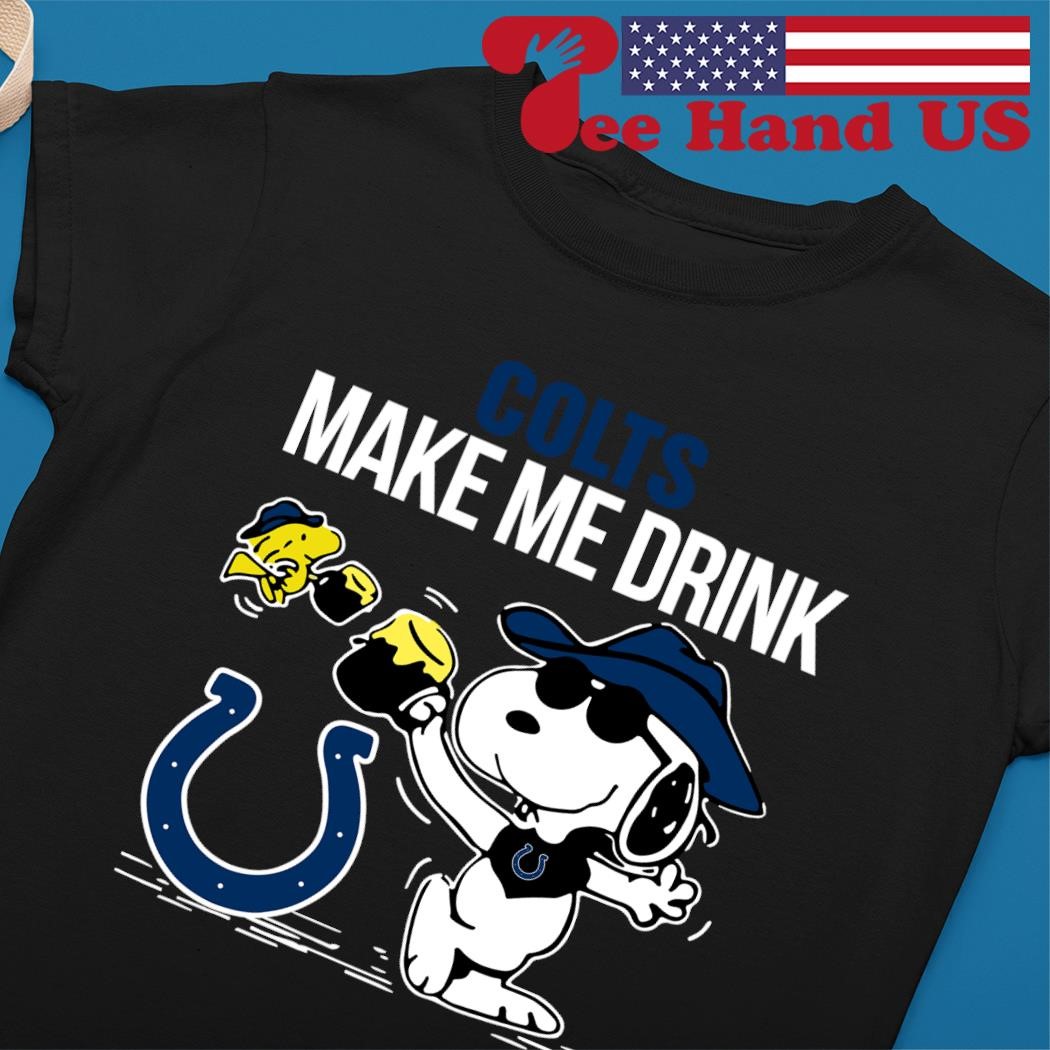 Colts Snoopy Make Me Drink shirt, hoodie, sweater, long sleeve and tank top