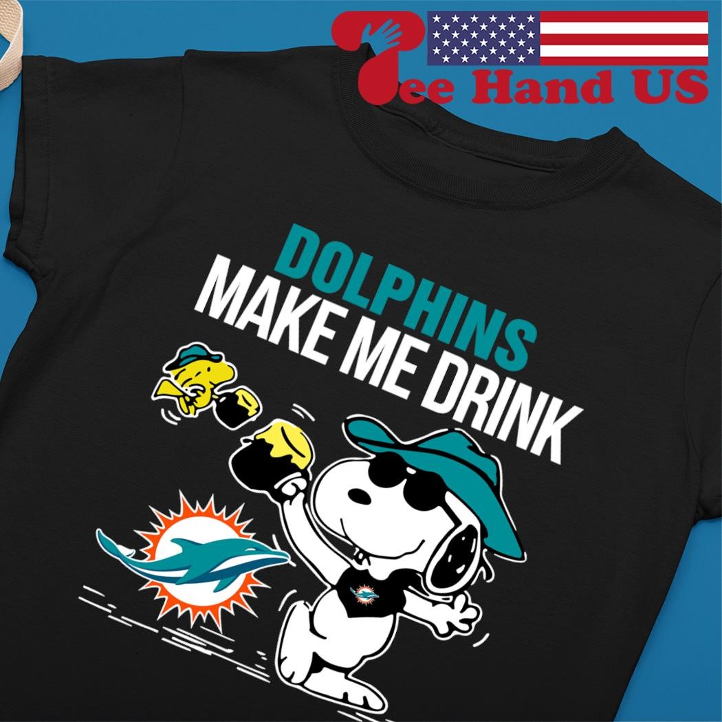 Dolphins Snoopy Make Me Drink shirt, hoodie, sweater, long sleeve and tank  top