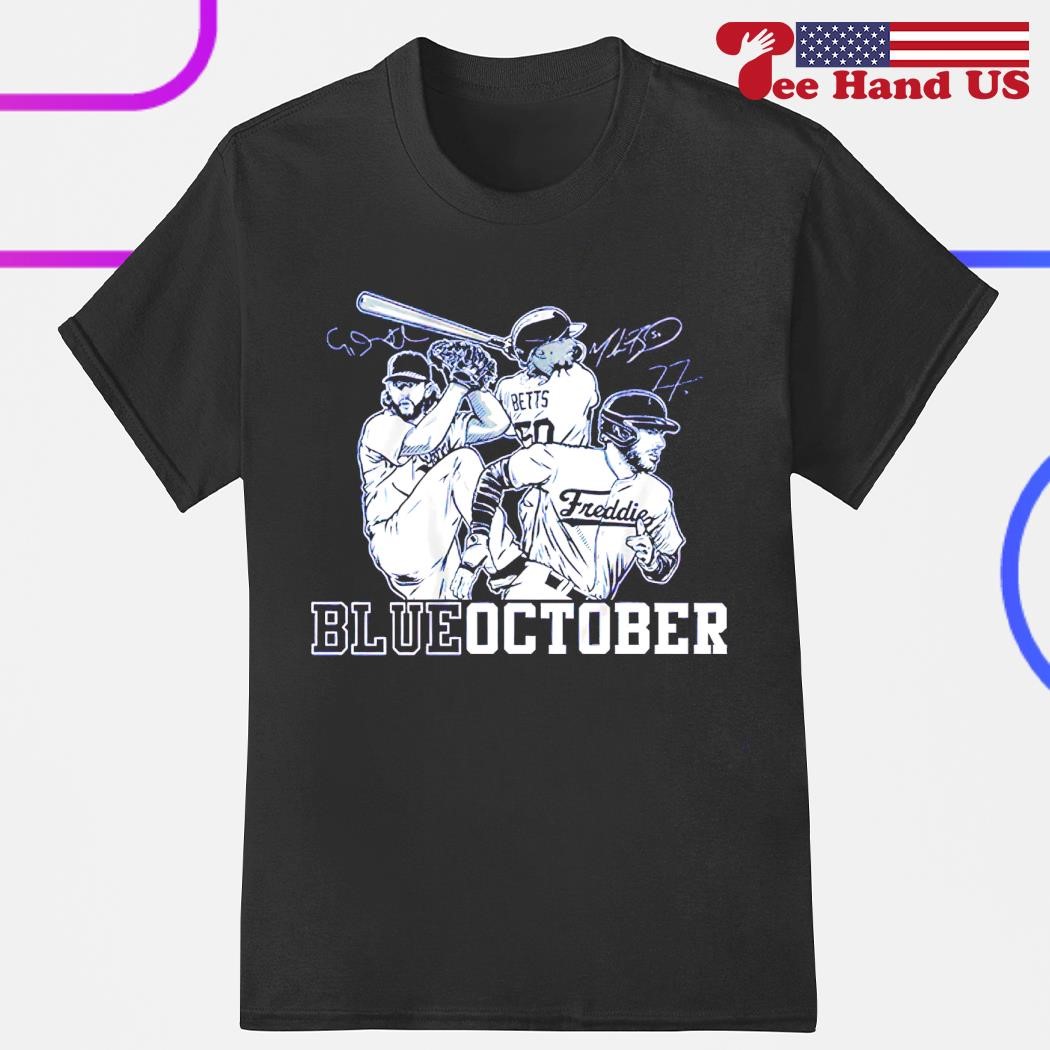 Mookie Betts, Freddie Freeman, & Clayton Kershaw: Blue October, Adult T-Shirt / Small - MLB - Sports Fan Gear | breakingt