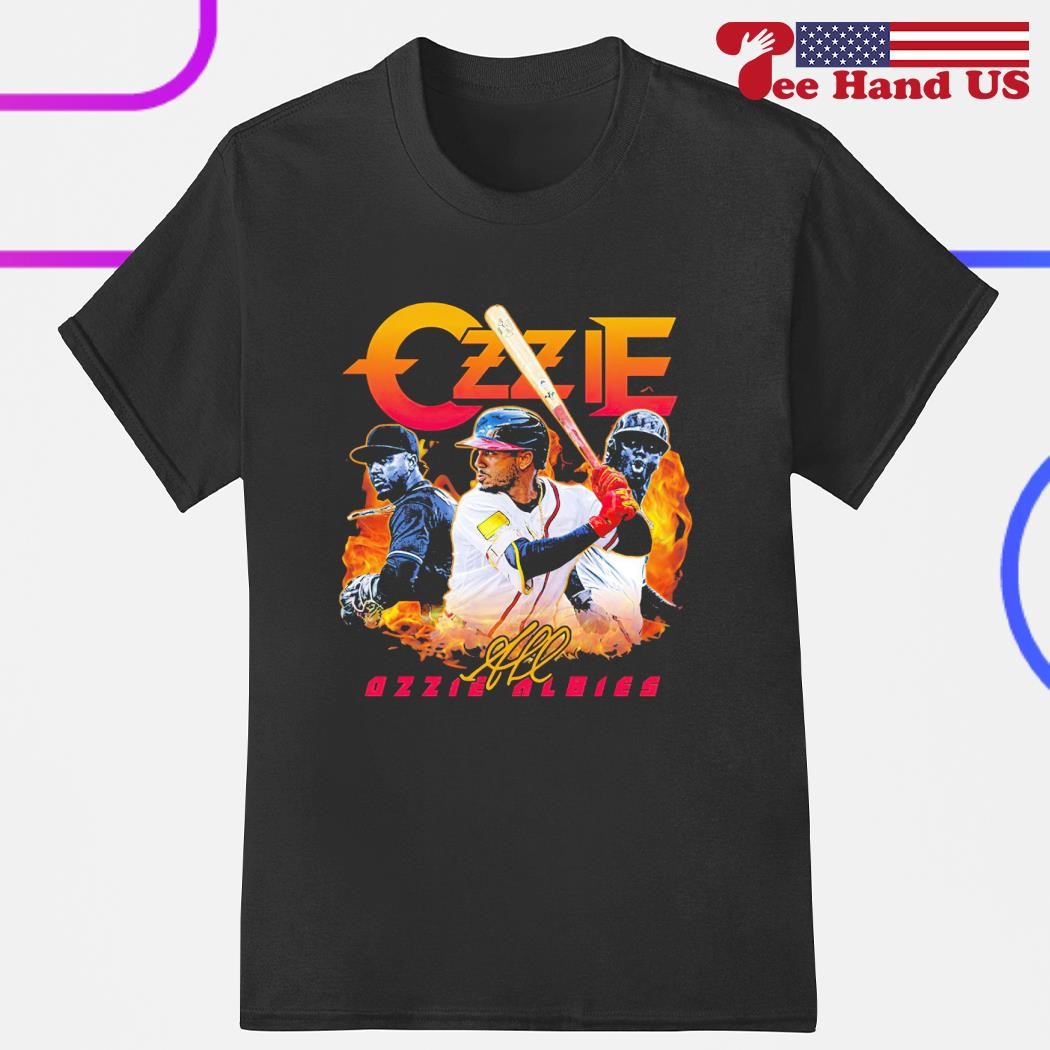 Ozzie Albies Atlanta Braves MLB Stadium Signature Baseball T-Shirt -  Guineashirt Premium ™ LLC