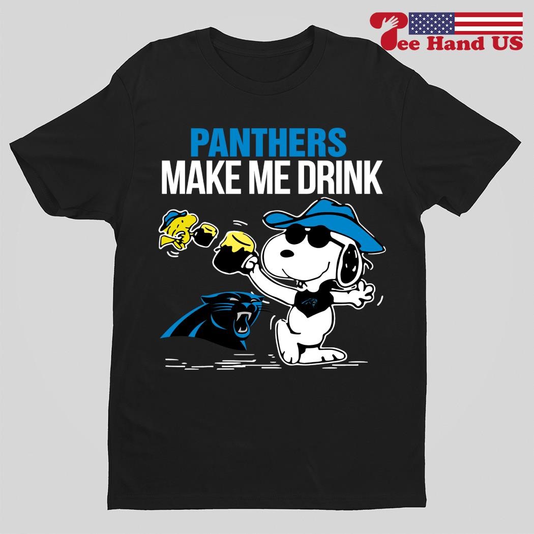 Panthers Snoopy Make Me Drink shirt,sweater, hoodie, sweater, long