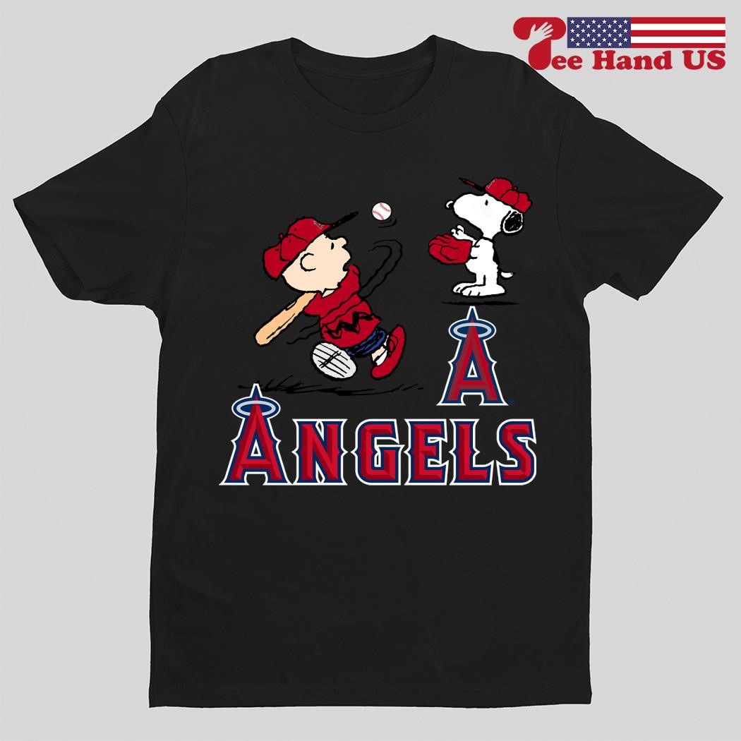 Peanuts Charlie Brown And Snoopy Playing Baseball Los Angeles Angels Shirt  - Peanutstee