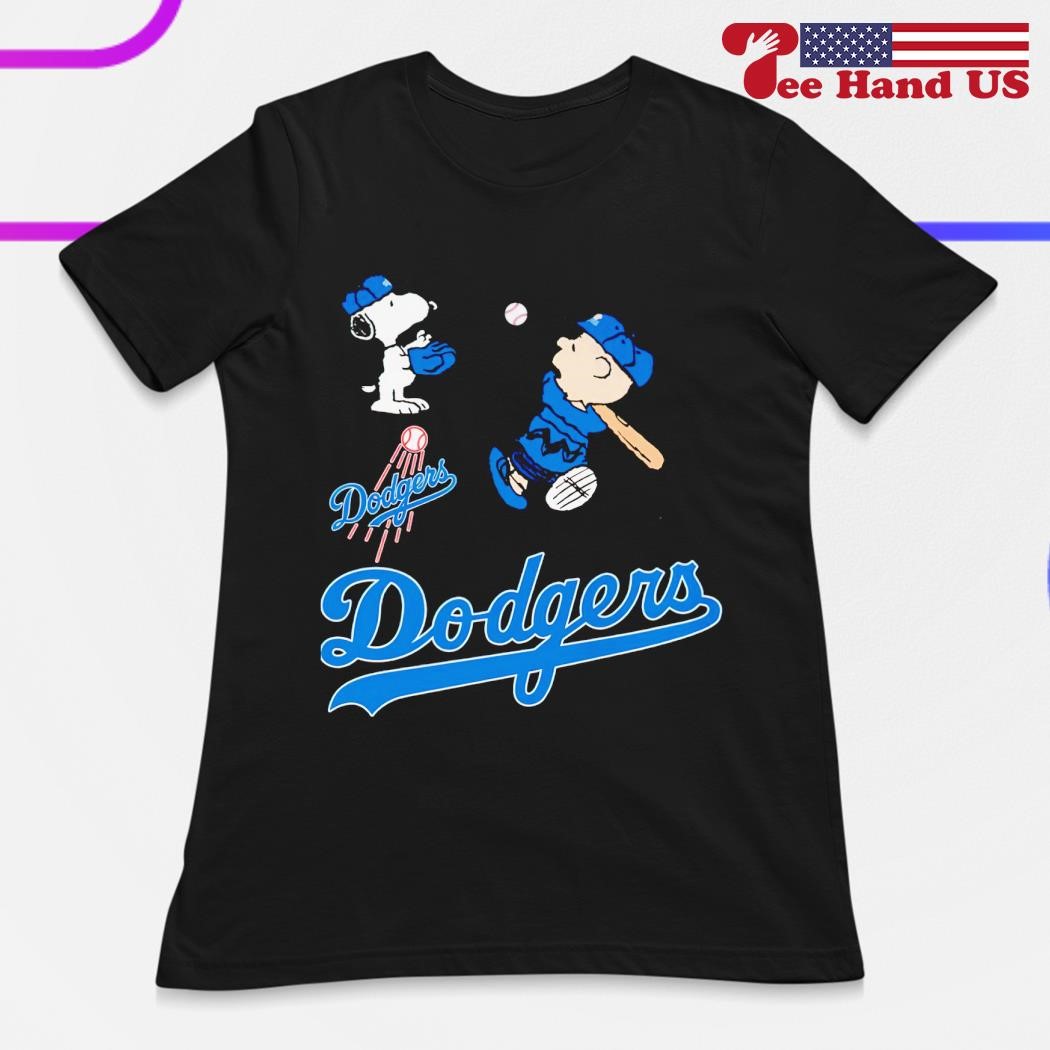 Charlie Brown And Snoopy Playing Baseball Los Angeles Dodgers Mlb 2023 T- shirt,Sweater, Hoodie, And Long Sleeved, Ladies, Tank Top