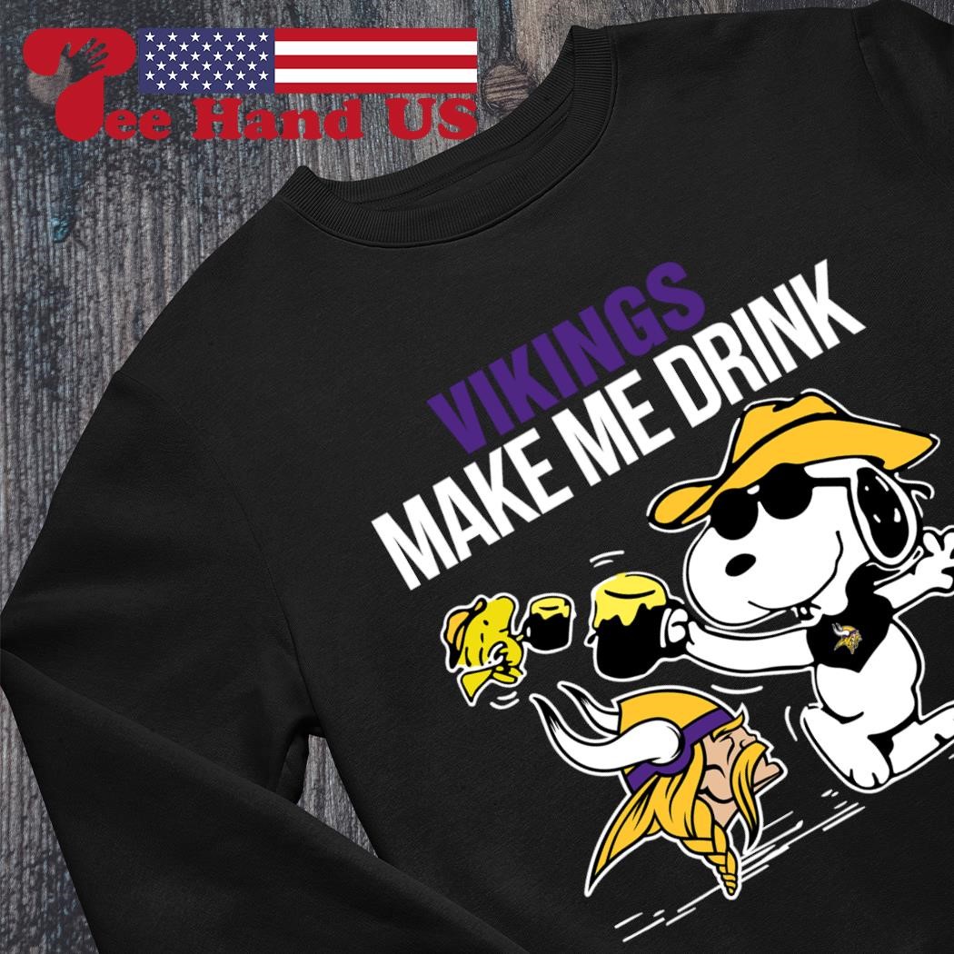 Vikings Snoopy Make Me Drink shirt, hoodie, sweater, long sleeve and tank  top