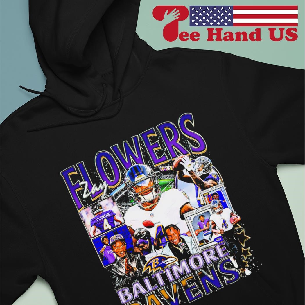 Zay Flowers #4 draw Baltimore Ravens logo shirt, hoodie, sweater, long  sleeve and tank top