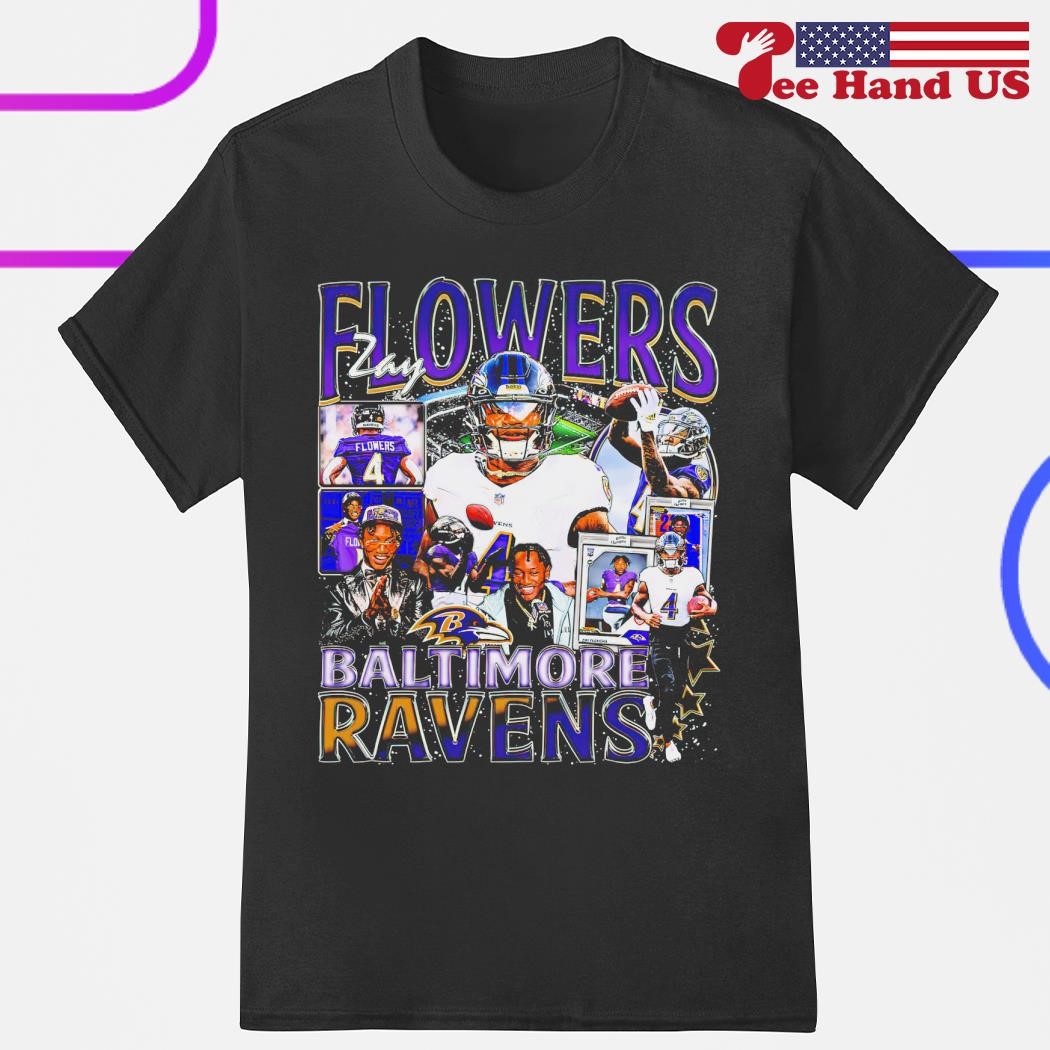 Zay Flowers #4 draw Baltimore Ravens logo shirt, hoodie, sweater, long  sleeve and tank top