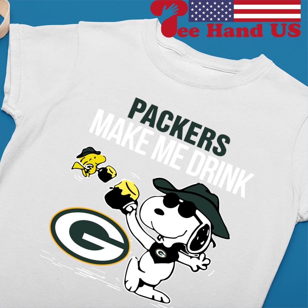 Packers Snoopy Make Me Drink shirt, hoodie, sweater, long sleeve and tank  top