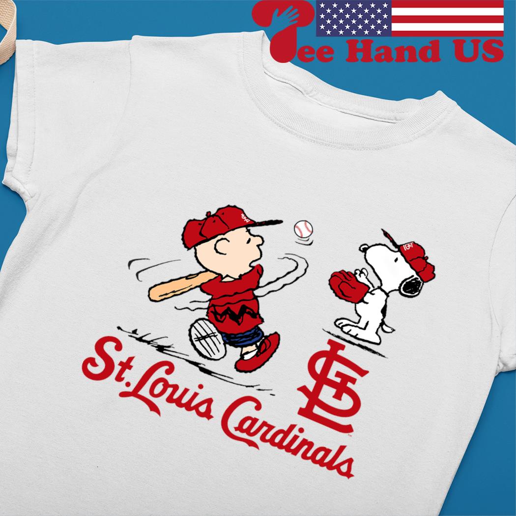 Peanuts Charlie Brown And Snoopy Playing Baseball St. Louis Cardinals T- Shirt - TeeNavi