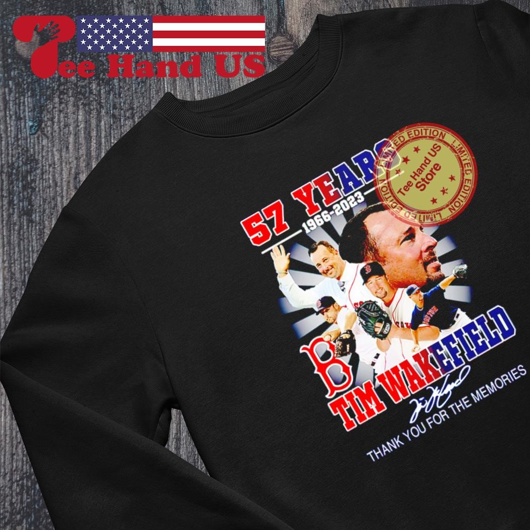 57 years 1966 2023 Tim Wakefield thank you for the memories signature  shirt, hoodie, sweater, long sleeve and tank top