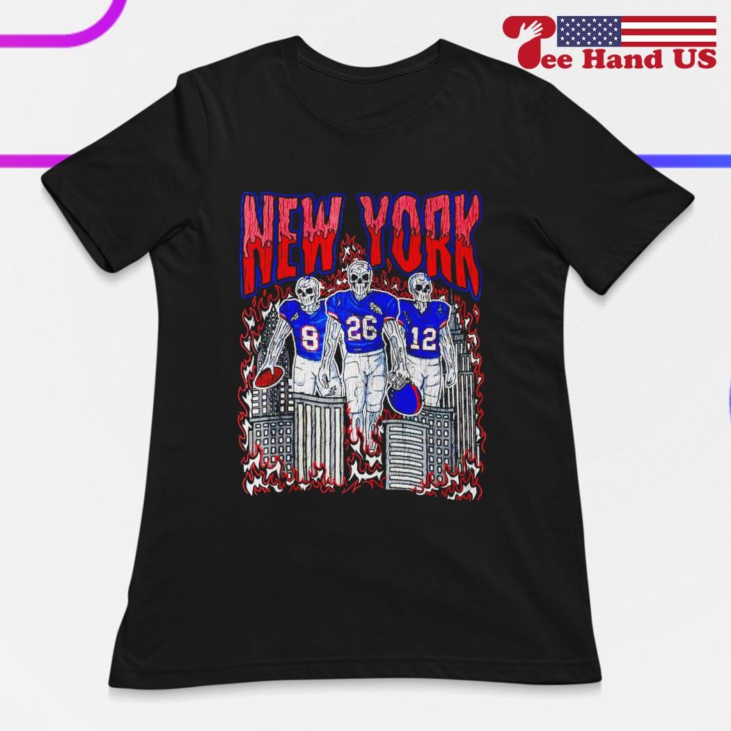 New York Yankees New York Giants football teams black tshirt