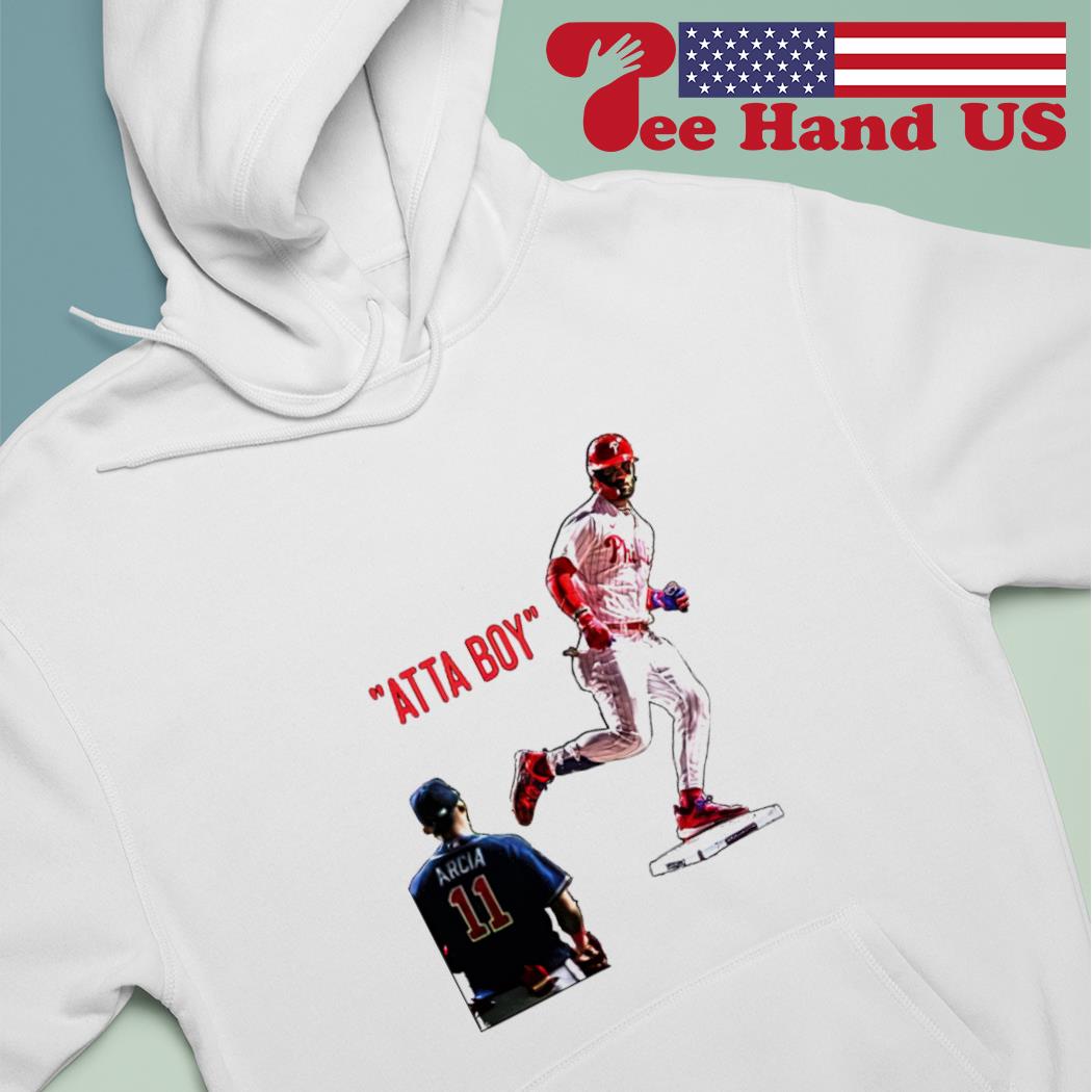 Bryce Harper epically stares down Orlando Arcia ha ha atta boy harper shirt,  hoodie, sweater, long sleeve and tank top