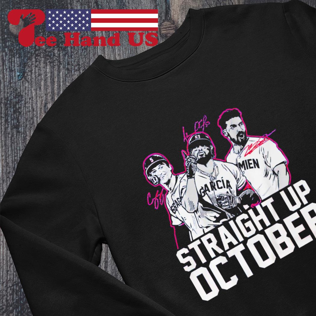 Corey Seager Marcus Semien and adolis Garcia Straight Up October Shirt