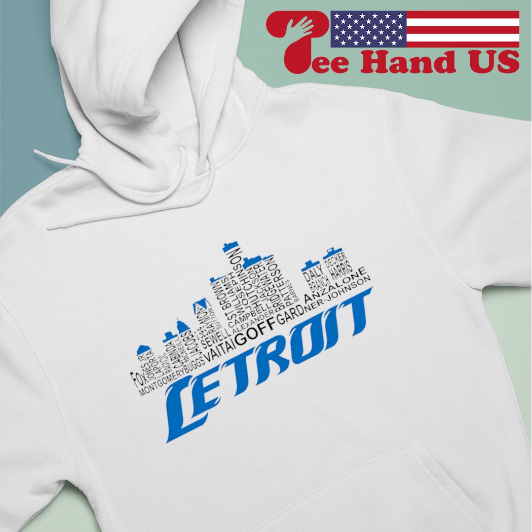 Detroit Navy Skyline Long Sleeve T-Shirt Hood