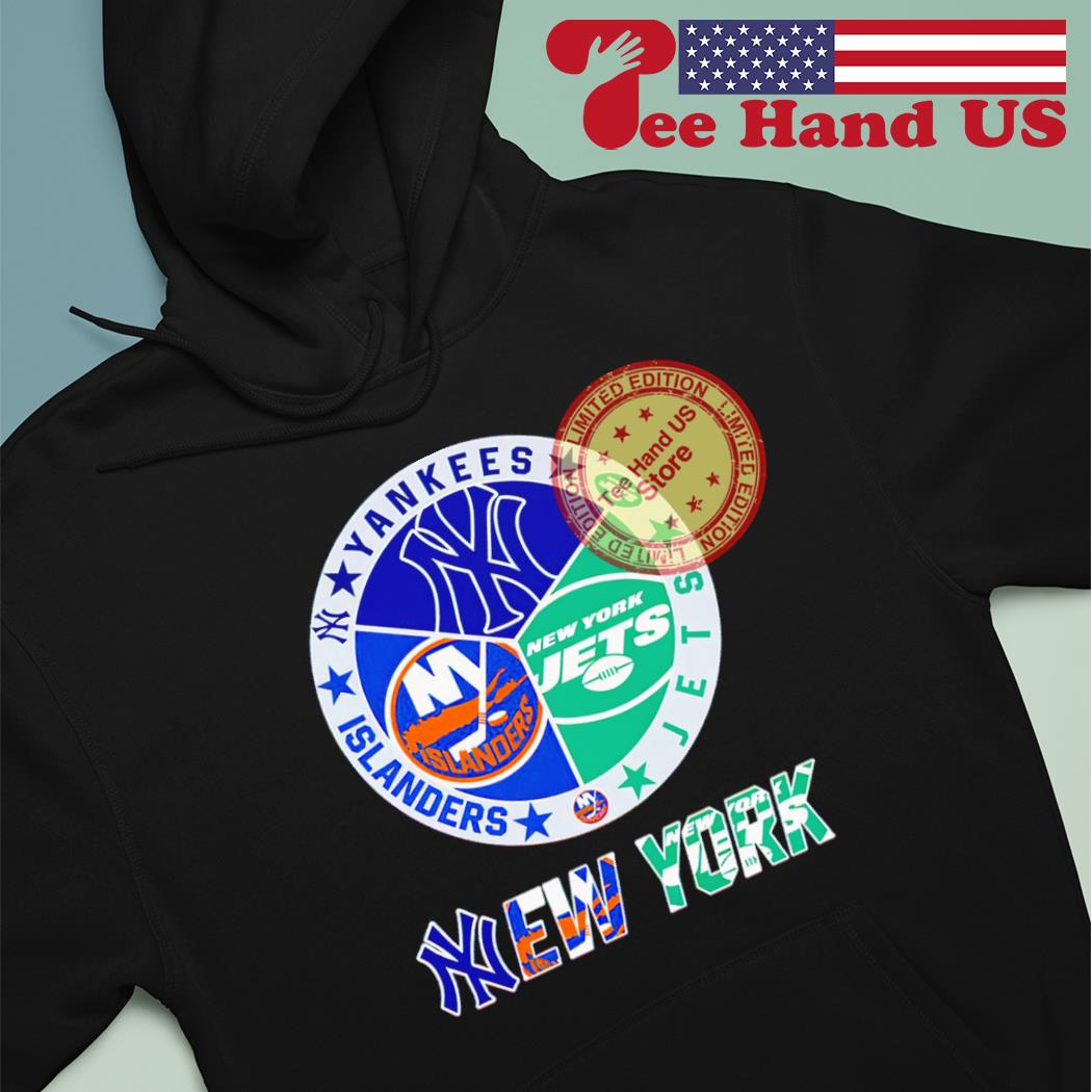 New York Nets Jets Islanders Mets 4 teams sports circle logo shirt