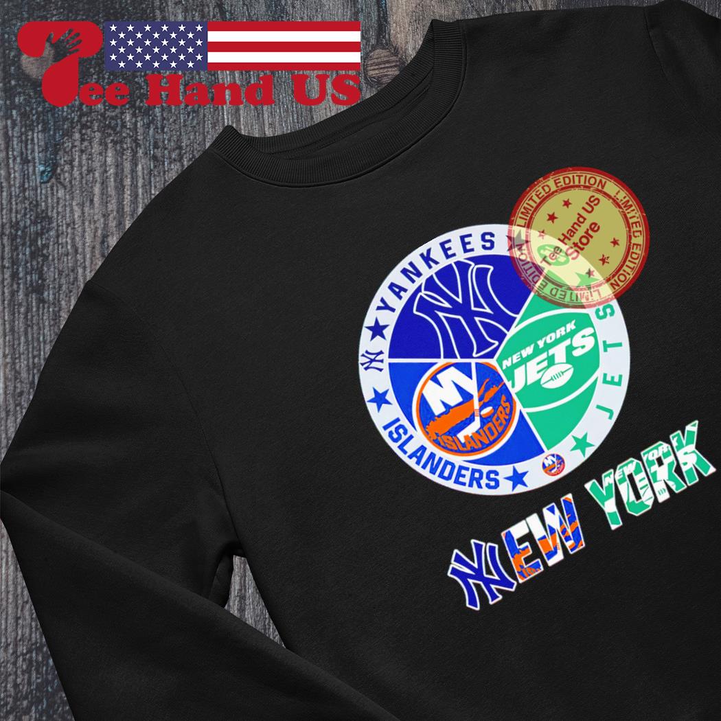 New York Nets Jets Islanders Mets 4 teams sports circle logo shirt