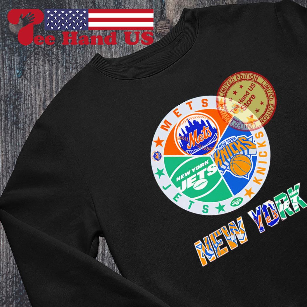 Original new York Knicks Mets Jets 3 teams sports circle logo shirt,  hoodie, sweater, long sleeve and tank top