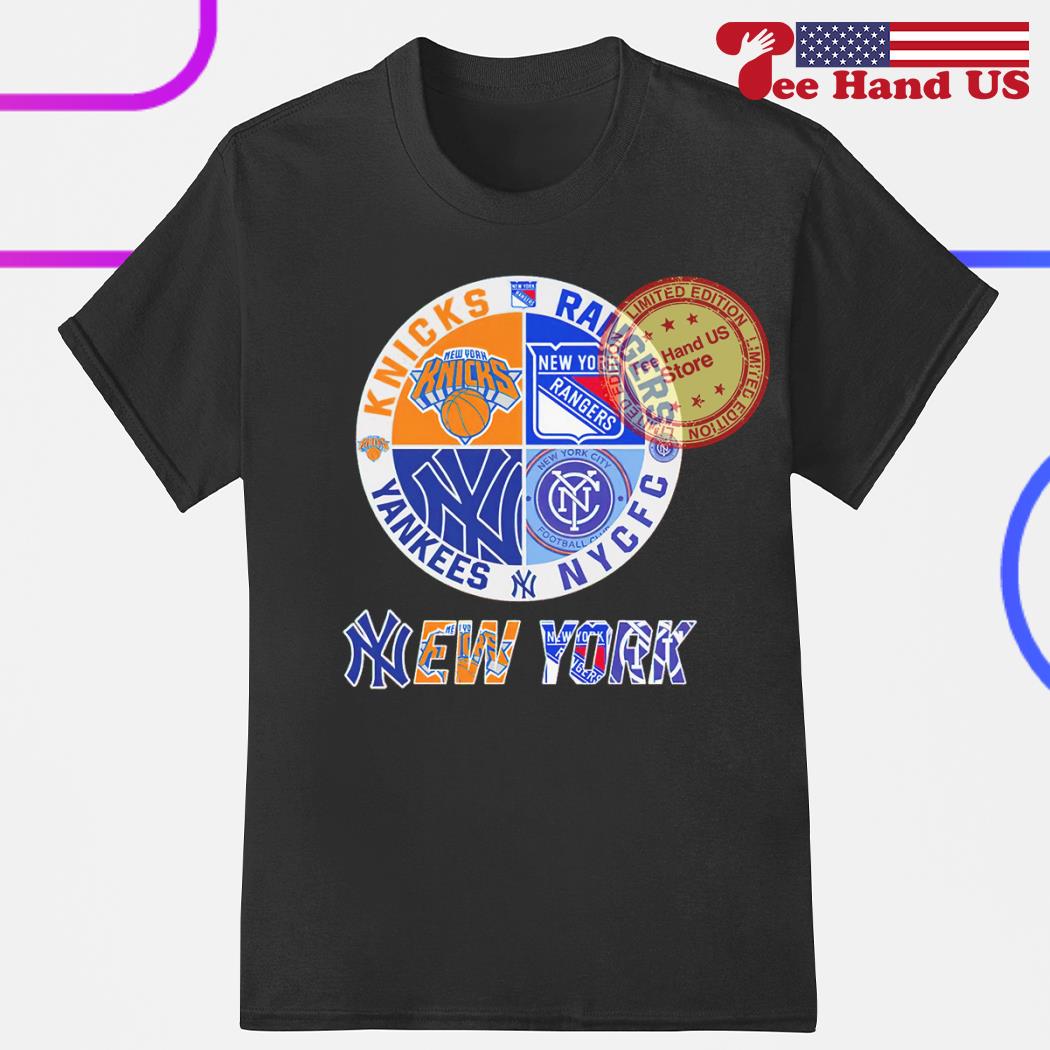 New York Yankees Knicks Rangers NYCFC 4 teams sports circle logo shirt,  hoodie, sweater, long sleeve and tank top