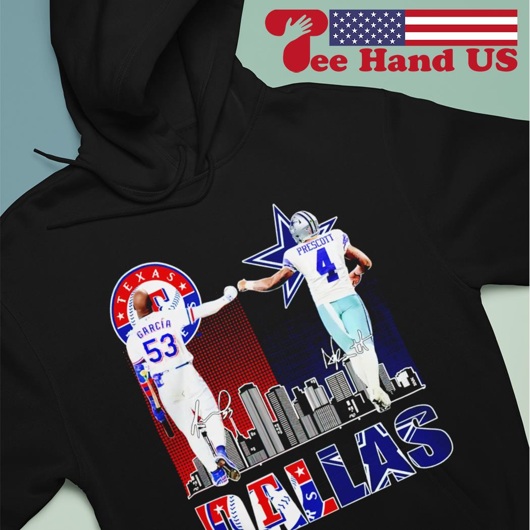 Original Texas Rangers Adolis García And Dallas Cowboys Dak Prescott Dallas  City Signatures Shirt, hoodie, sweater, long sleeve and tank top