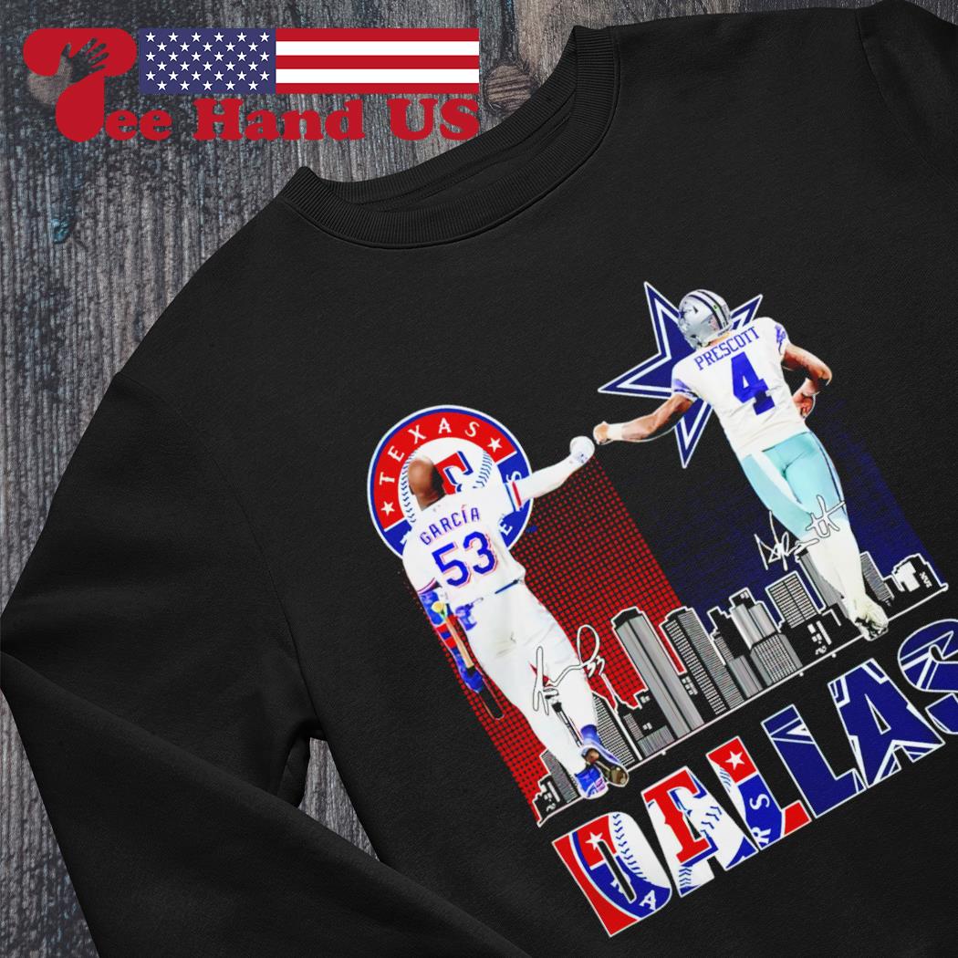 Original Texas Rangers Adolis García And Dallas Cowboys Dak Prescott Dallas  City Signatures Shirt, hoodie, sweater, long sleeve and tank top