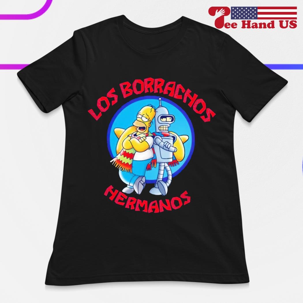 Homer Simpson and Bender Los Borrachos Hermanos logo shirt, hoodie,  sweater, long sleeve and tank top, image size:1050x1050