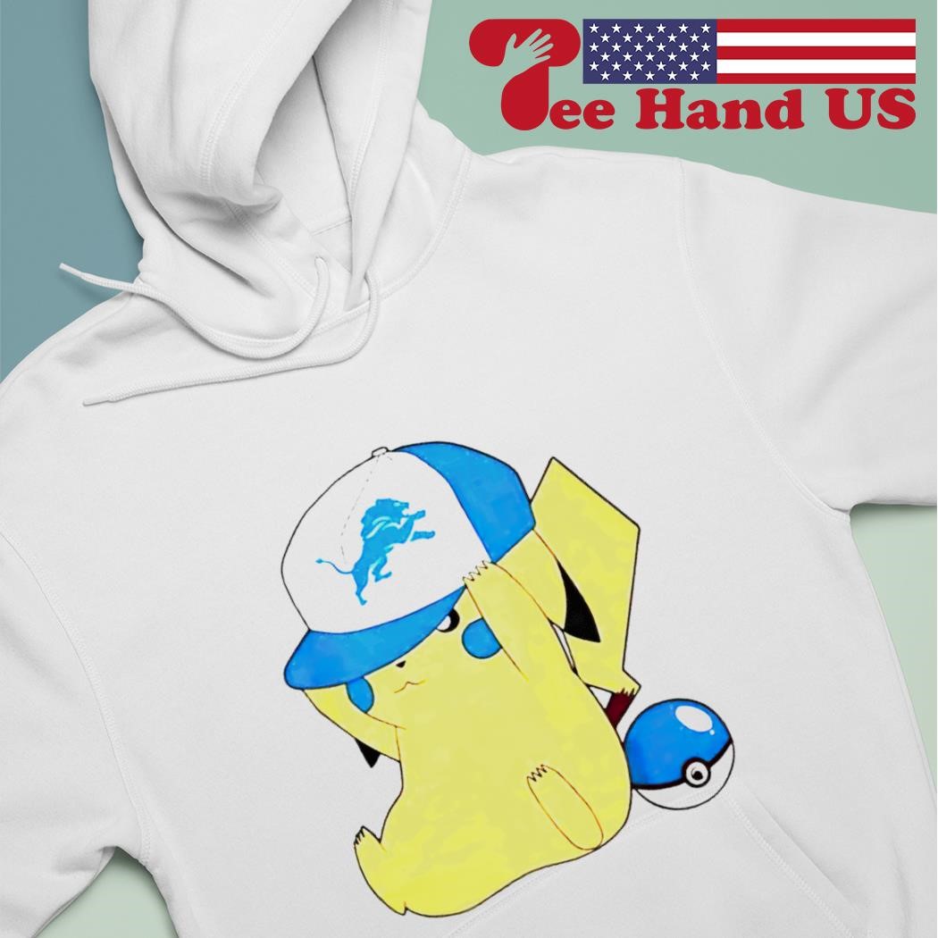 NFL Pikachu wearing Detroit Lions hat shirt hoodie