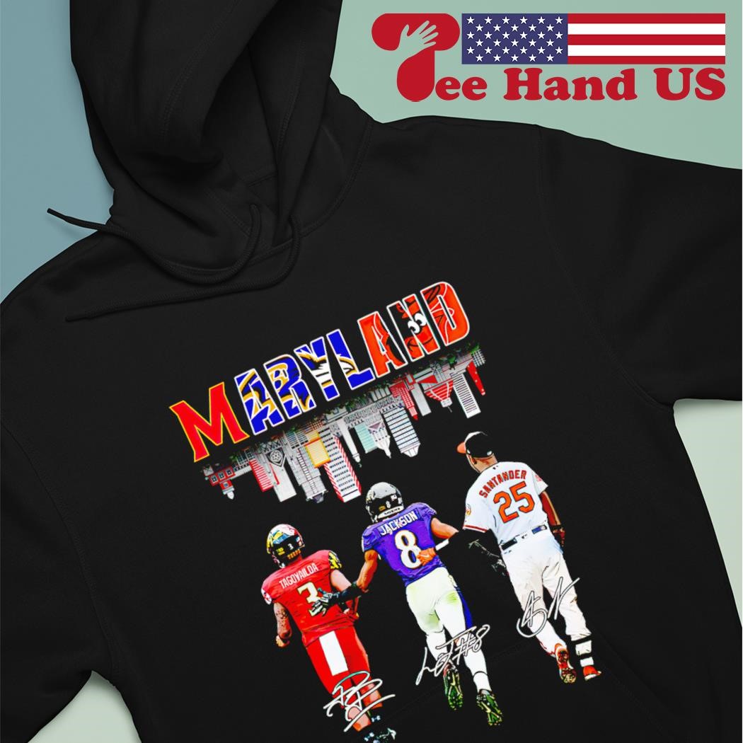 Tagovailoa and Jackson Santander Maryland skyline city signatures shirt hoodie