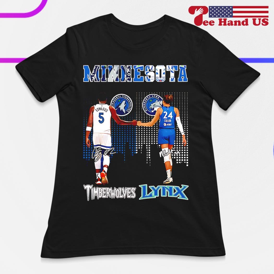 AND1 バスケ　Tシャツ　35番　HELICOPTER 直筆　サイン　M Anthony Edwards and Napheesa Collier Timberwolves Lynx retro shirt