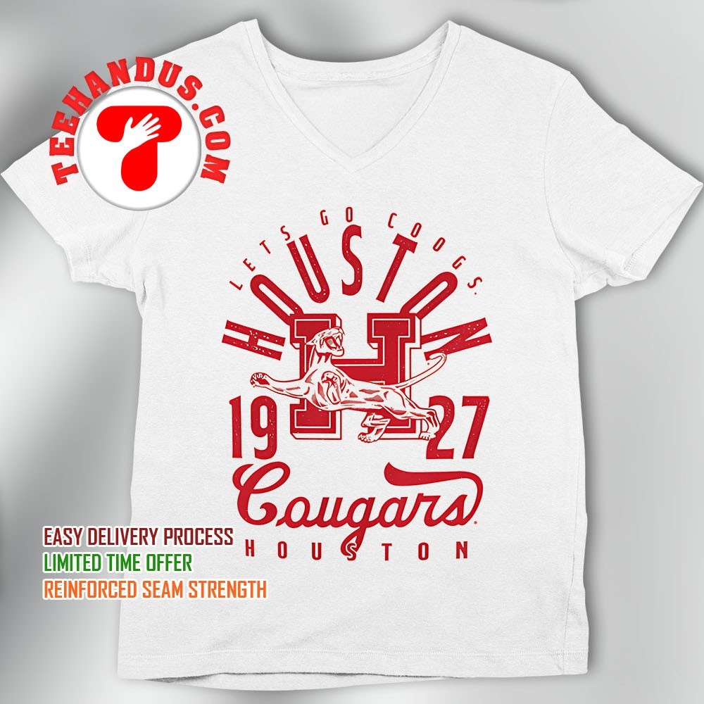 Houston Cougars Basketball Apparel Houston Cougars Basketball T-Shirt -  Team Color Arch Design Houston Cougars T-shirt, image size:1000x1000