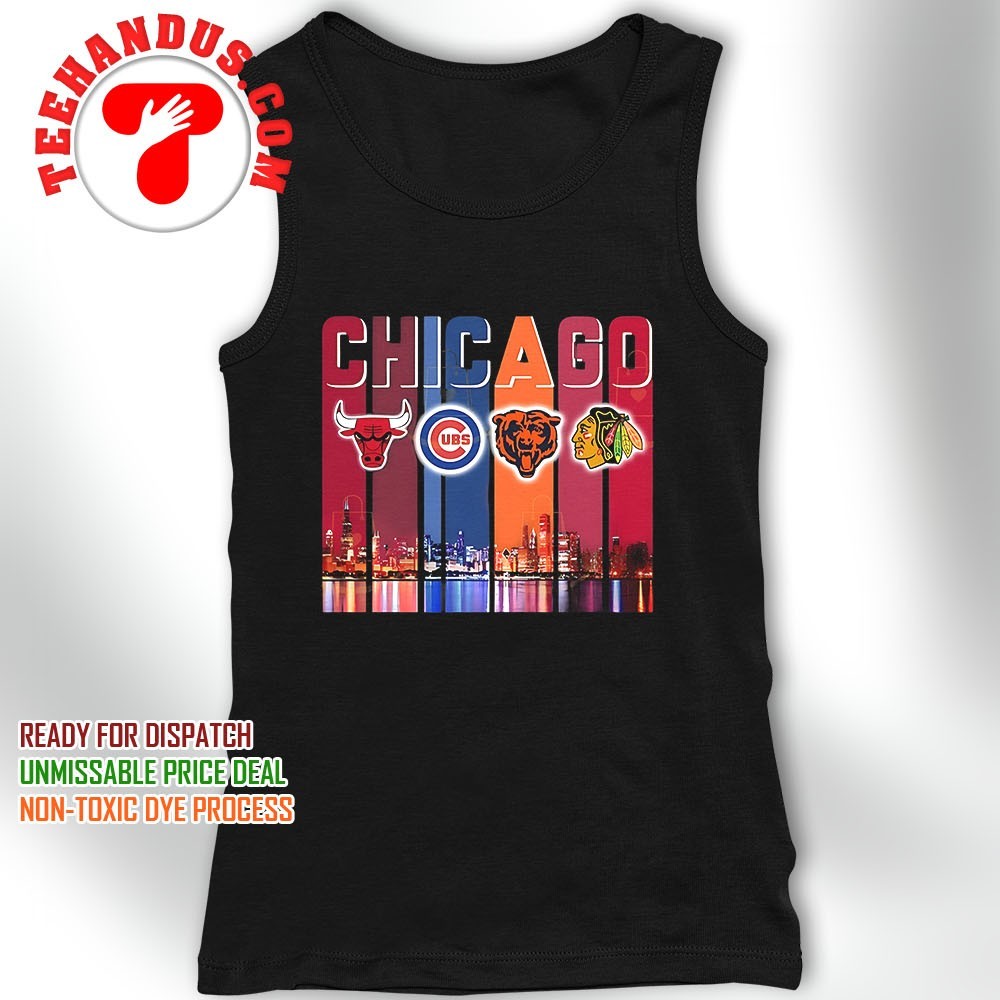Chicago Cubs Bulls Blackhawks Bears mascot sports team abbey road shirt,  hoodie, sweater, longsleeve and V-neck T-shirt, image size:1000x1000