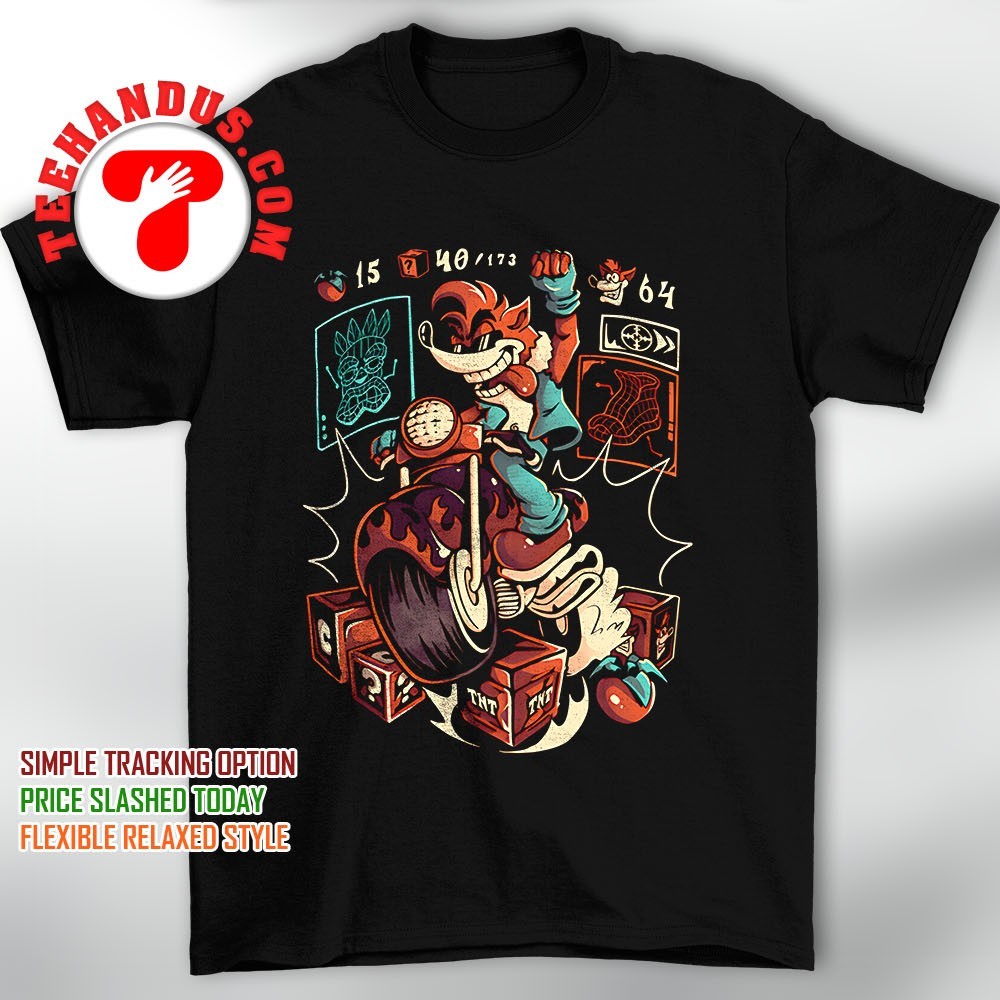 Crash Bandicoot Crash Team Racing 99 CTR Tan T Shirt Size
