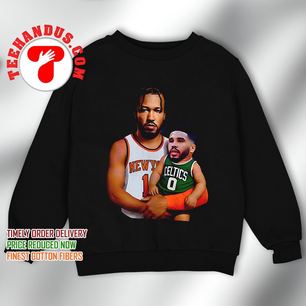 Jayson Tatum carrying baby Jalen Brunson New York Knicks X