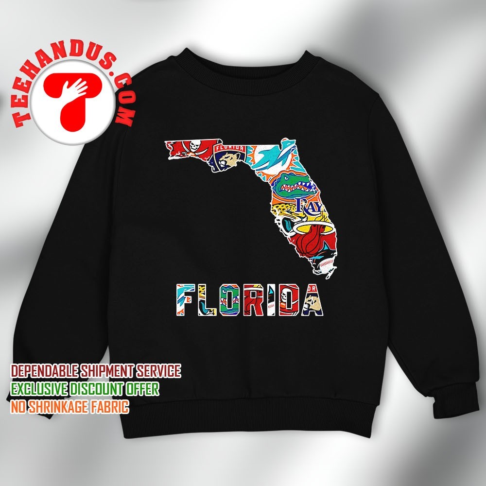 Florida sports team map logo shirt, hoodie, sweater, long sleeve and tank  top, image size:1000x1000