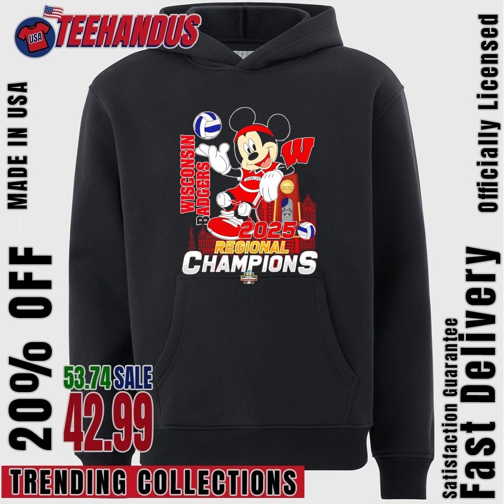 Mickey Mouse X Wisconsin Badgers 2025 Regional Champions shirt
